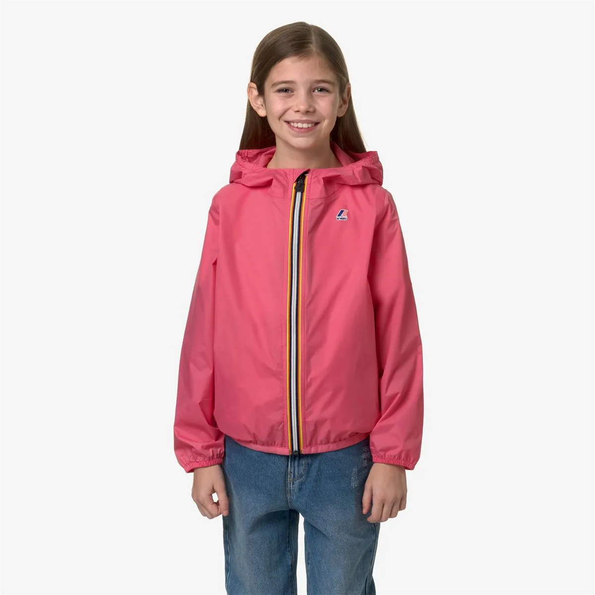 Claude - Kids Packable Full Zip Waterproof Rain Jacket in Pink