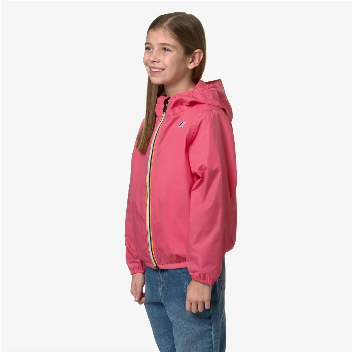 Claude - Kids Packable Full Zip Waterproof Rain Jacket in Pink