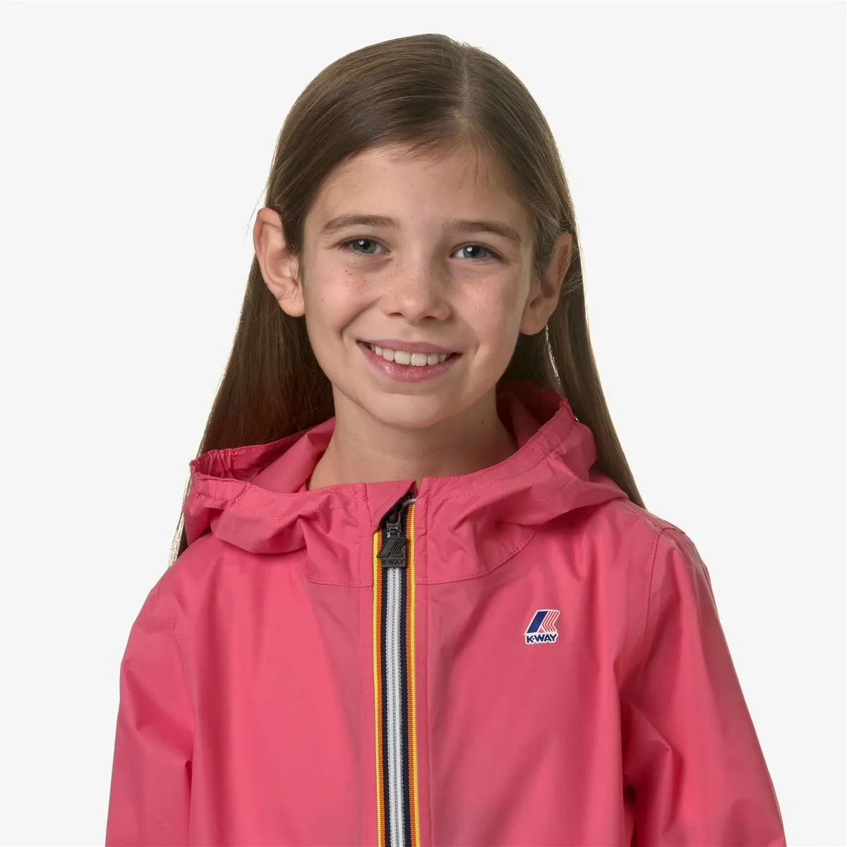 Claude - Kids Packable Full Zip Waterproof Rain Jacket in Pink