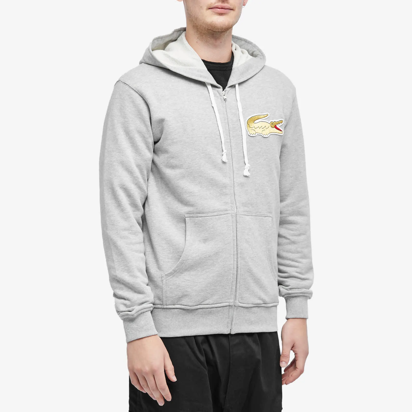 Comme des Garons SHIRT x Lacoste Large Croc Zip Hoody - Top Grey & Gold