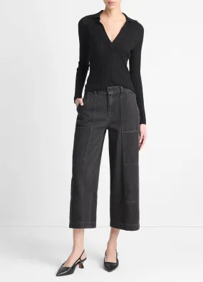 Cotton Mid-Rise Utility Wide Crop Pant