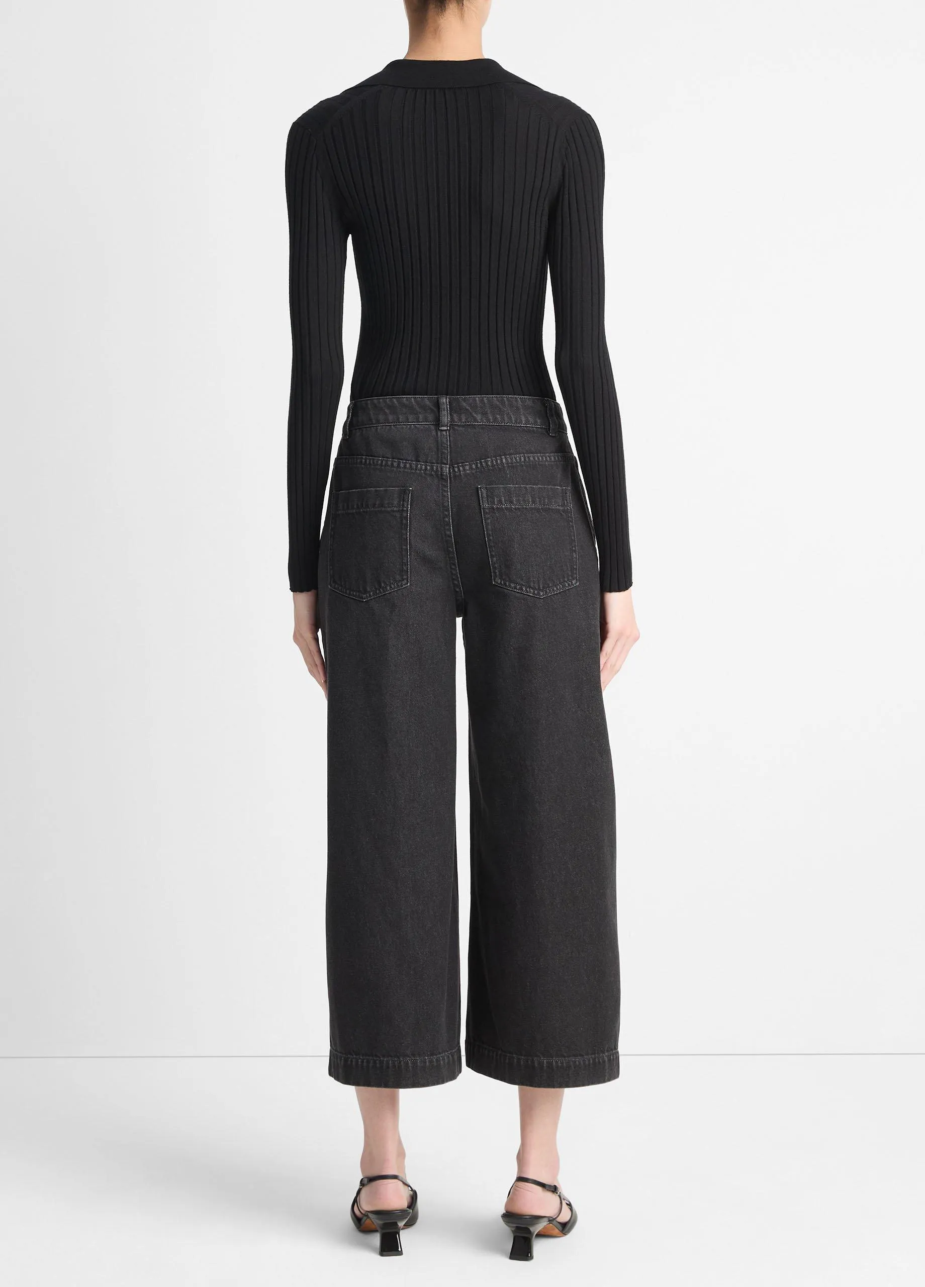 Cotton Mid-Rise Utility Wide Crop Pant