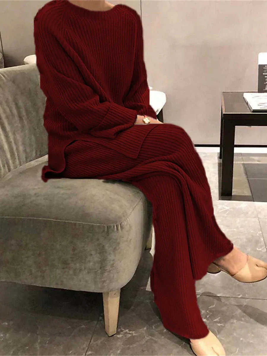 Cozy Chic Women's Knit Pajama Sets for Autumn and Winter