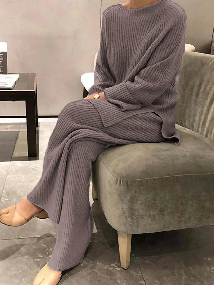 Cozy Chic Women's Knit Pajama Sets for Autumn and Winter