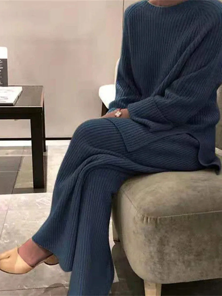 Cozy Chic Women's Knit Pajama Sets for Autumn and Winter