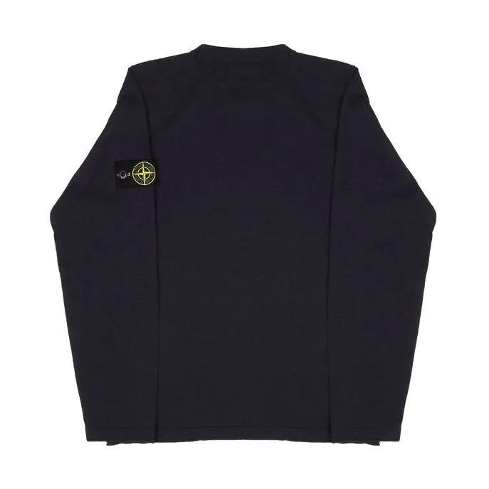 CREW NECK COTTON JUMPER WITH ROLL ON THE BOTTOM Kids Blue