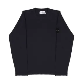 CREW NECK COTTON JUMPER WITH ROLL ON THE BOTTOM Kids Blue