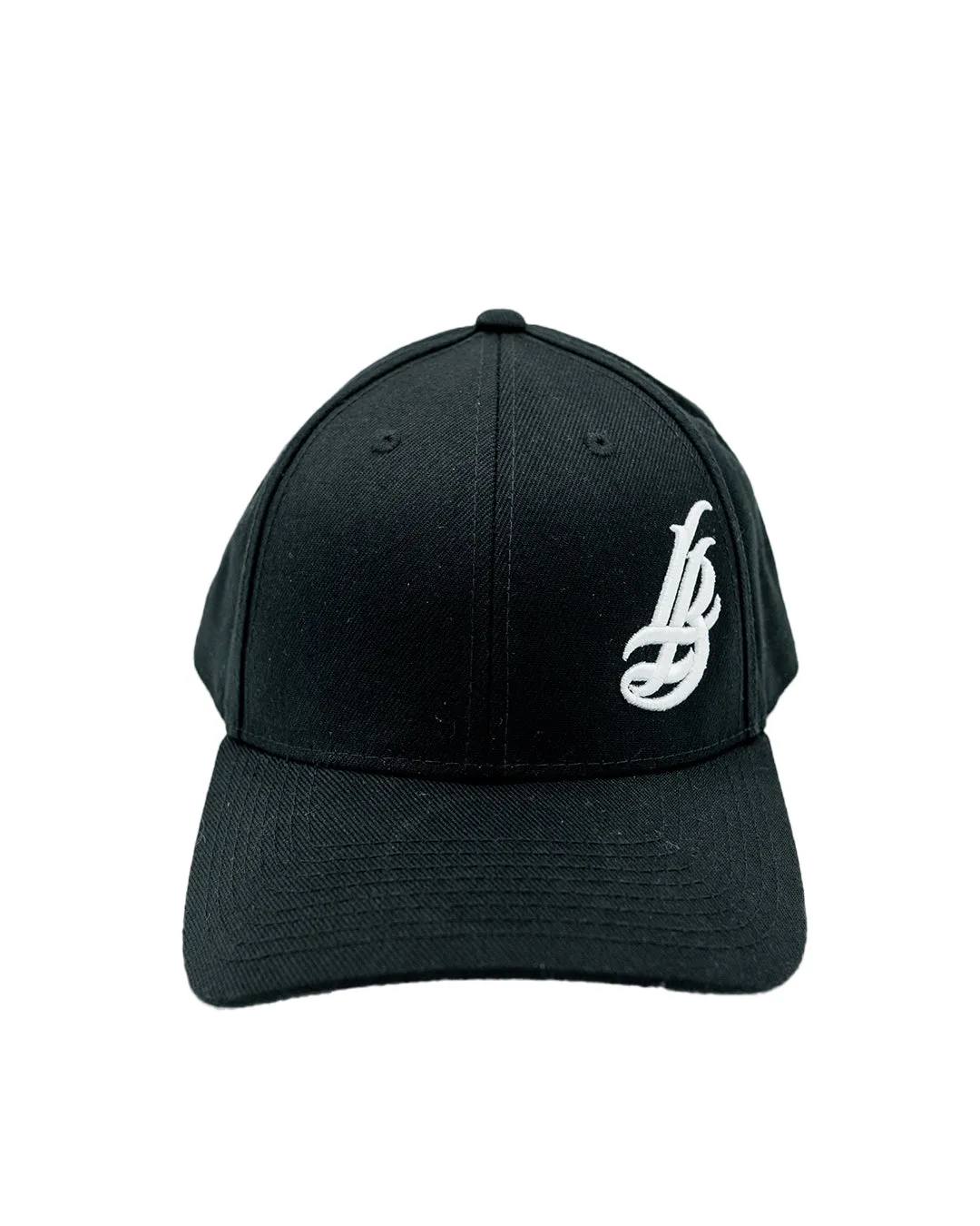 Cursive LB Black Fitted Baseball Hat