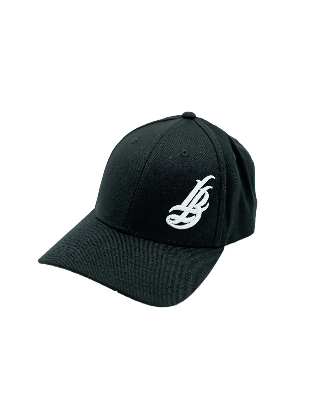 Cursive LB Black Fitted Baseball Hat