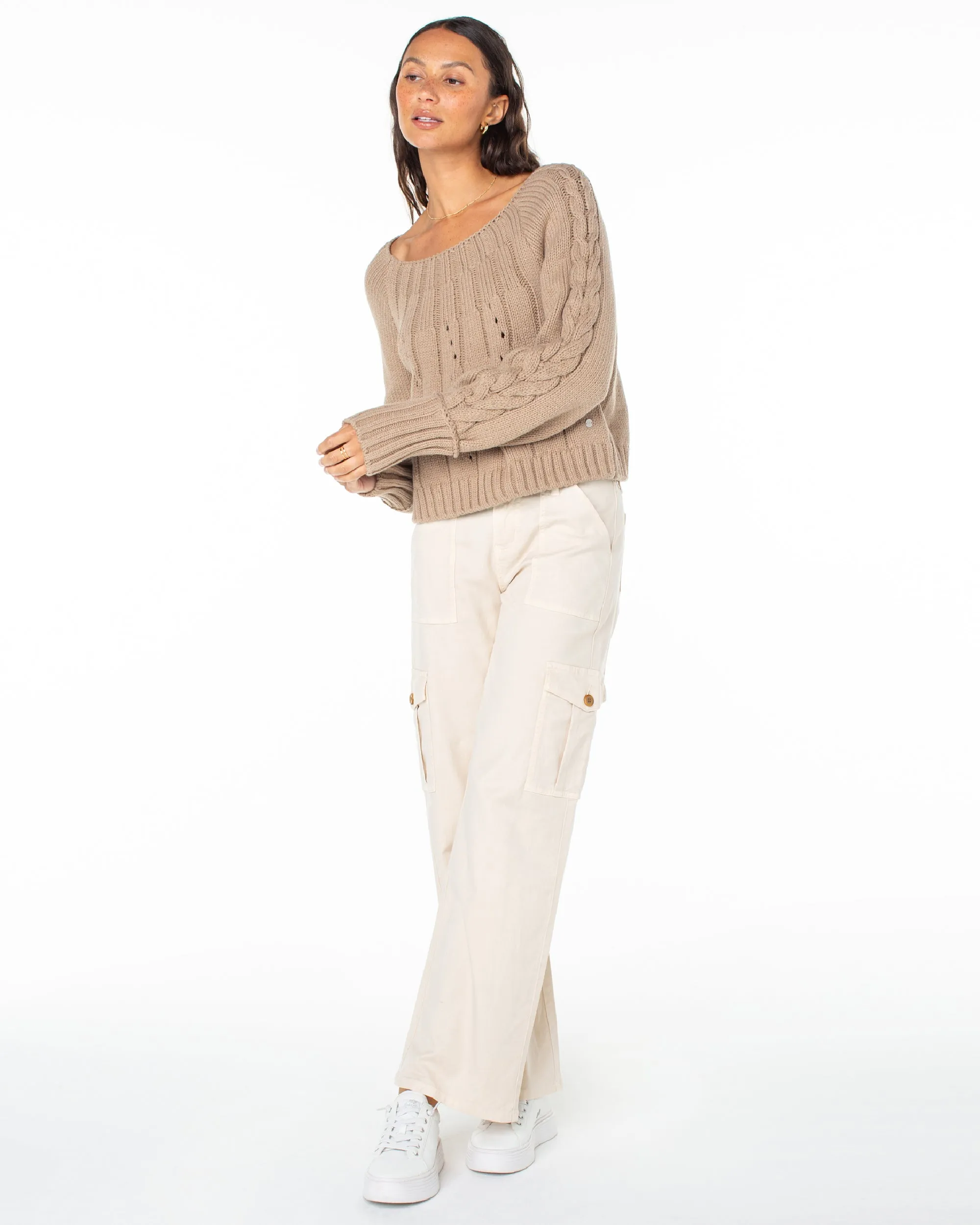 Day Dream Boat Neck Sweater - Warm Taupe