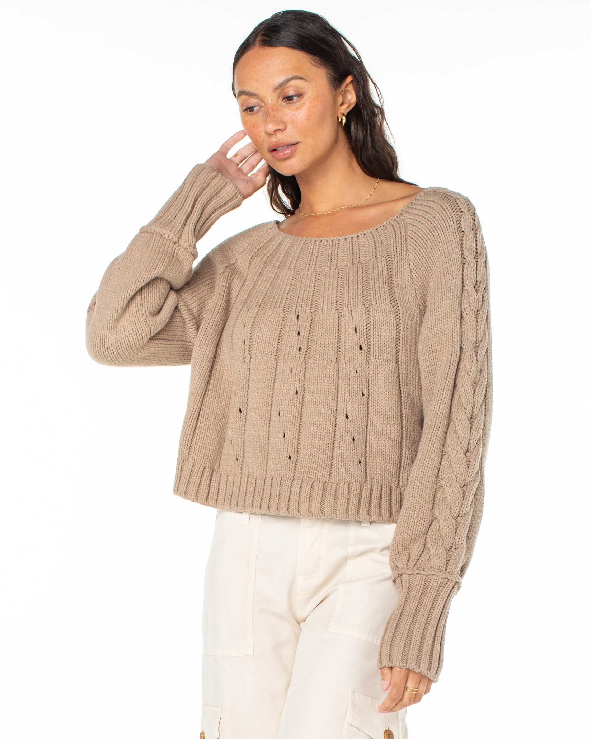 Day Dream Boat Neck Sweater - Warm Taupe