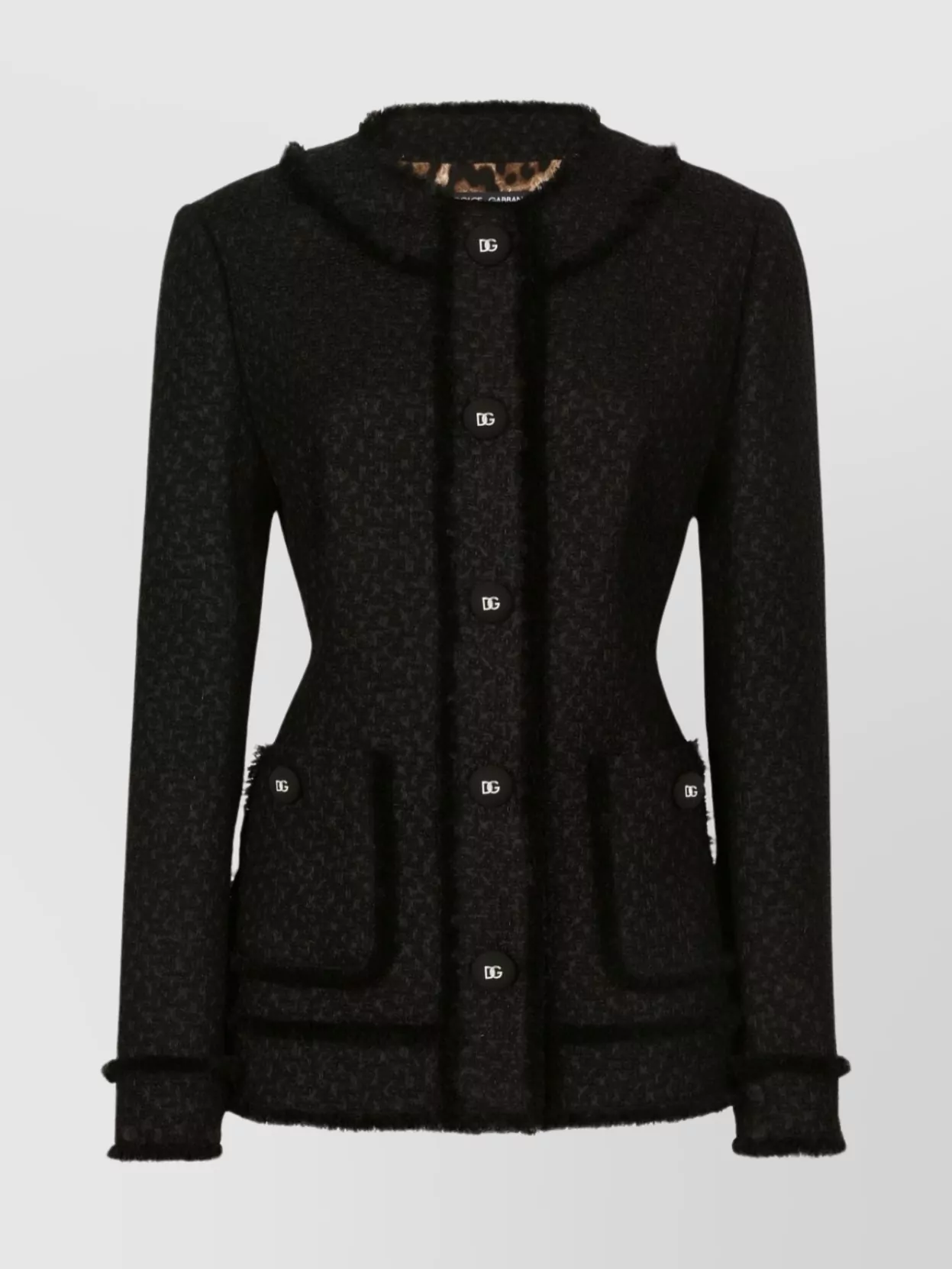 Dolce&​Gabbana   Textured finish collar detail frayed jacket