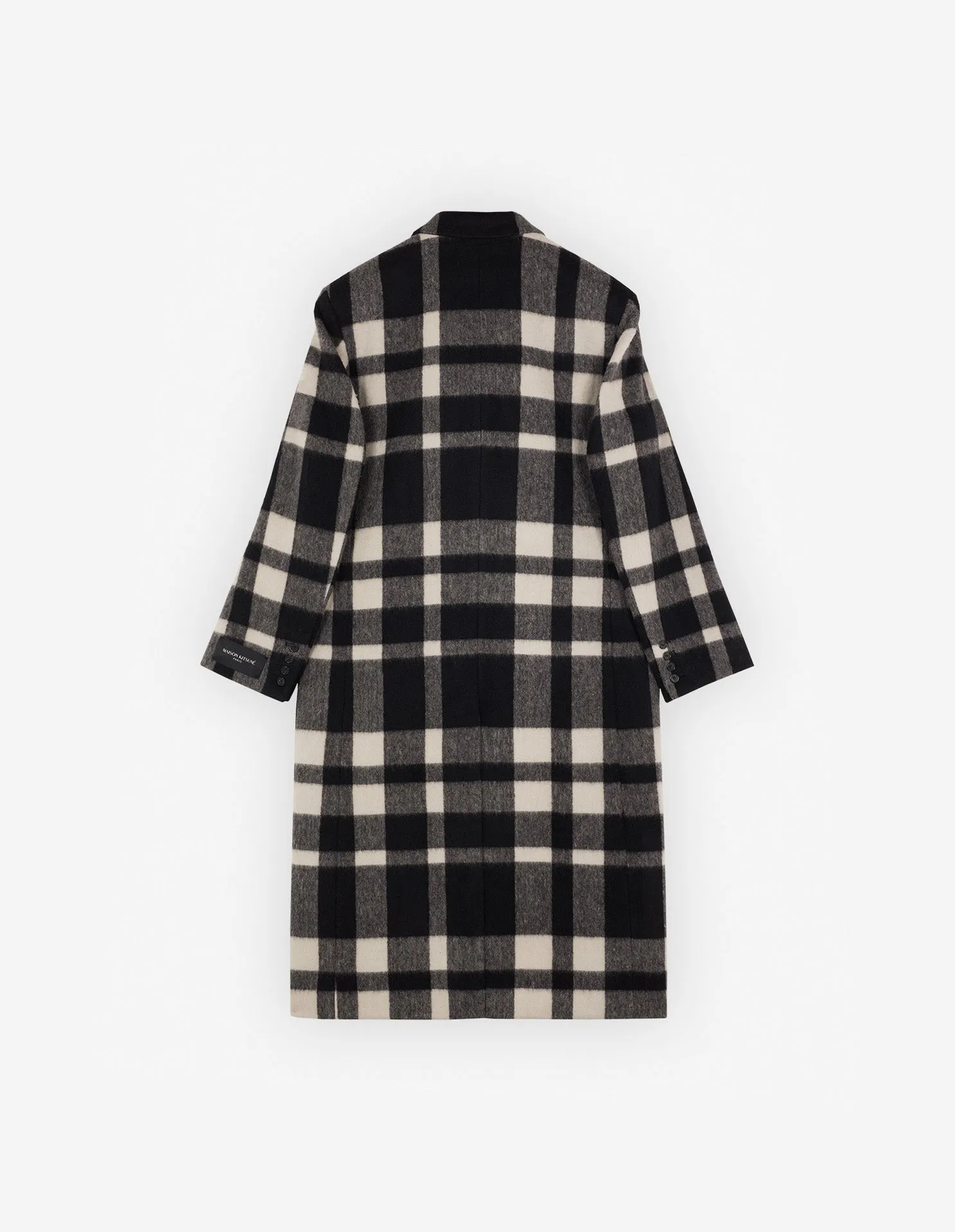 Double Breasted Coat Black White Check