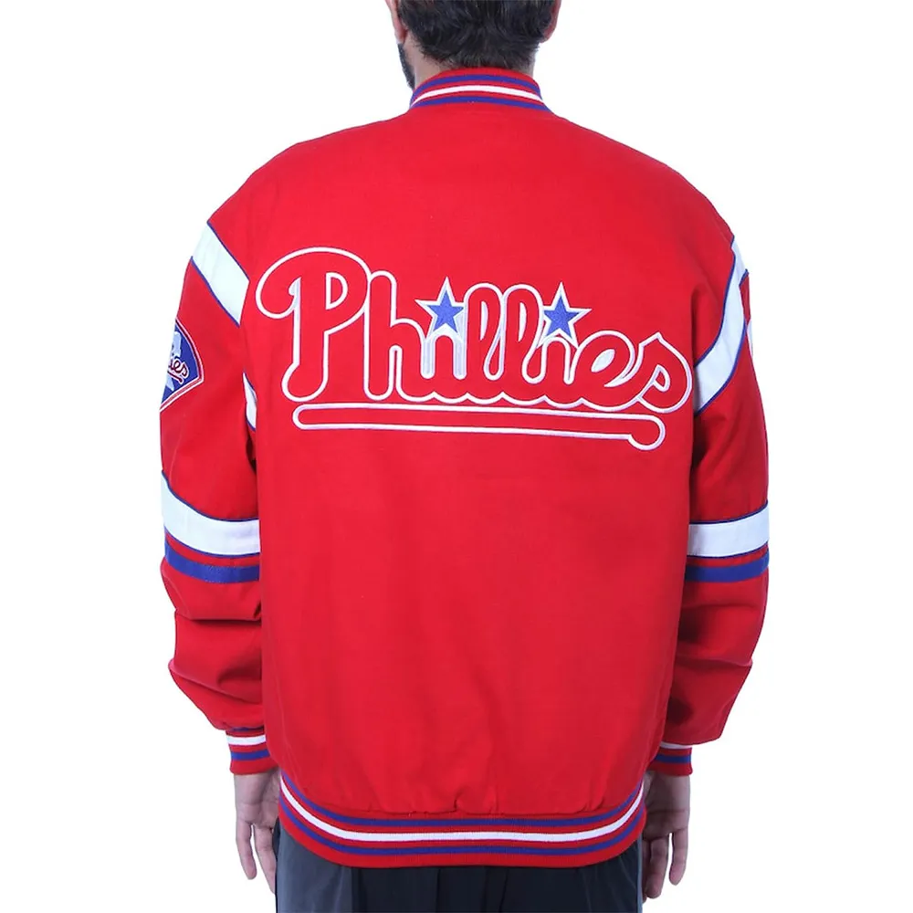 Embroidered Philadelphia Phillies Red Logo Twill Full-Snap Jacket