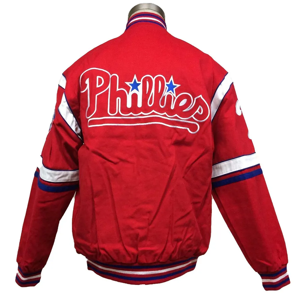 Embroidered Philadelphia Phillies Red Logo Twill Full-Snap Jacket