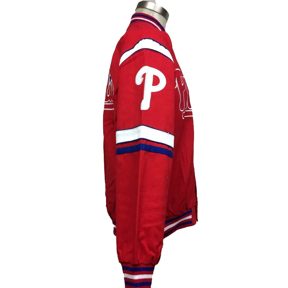 Embroidered Philadelphia Phillies Red Logo Twill Full-Snap Jacket