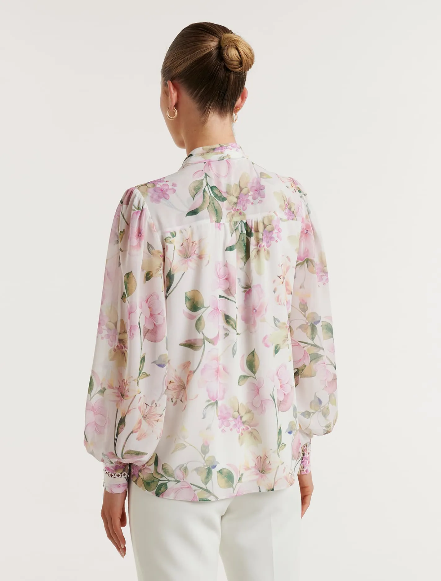 Fifi Printed Trim Spliced Blouse