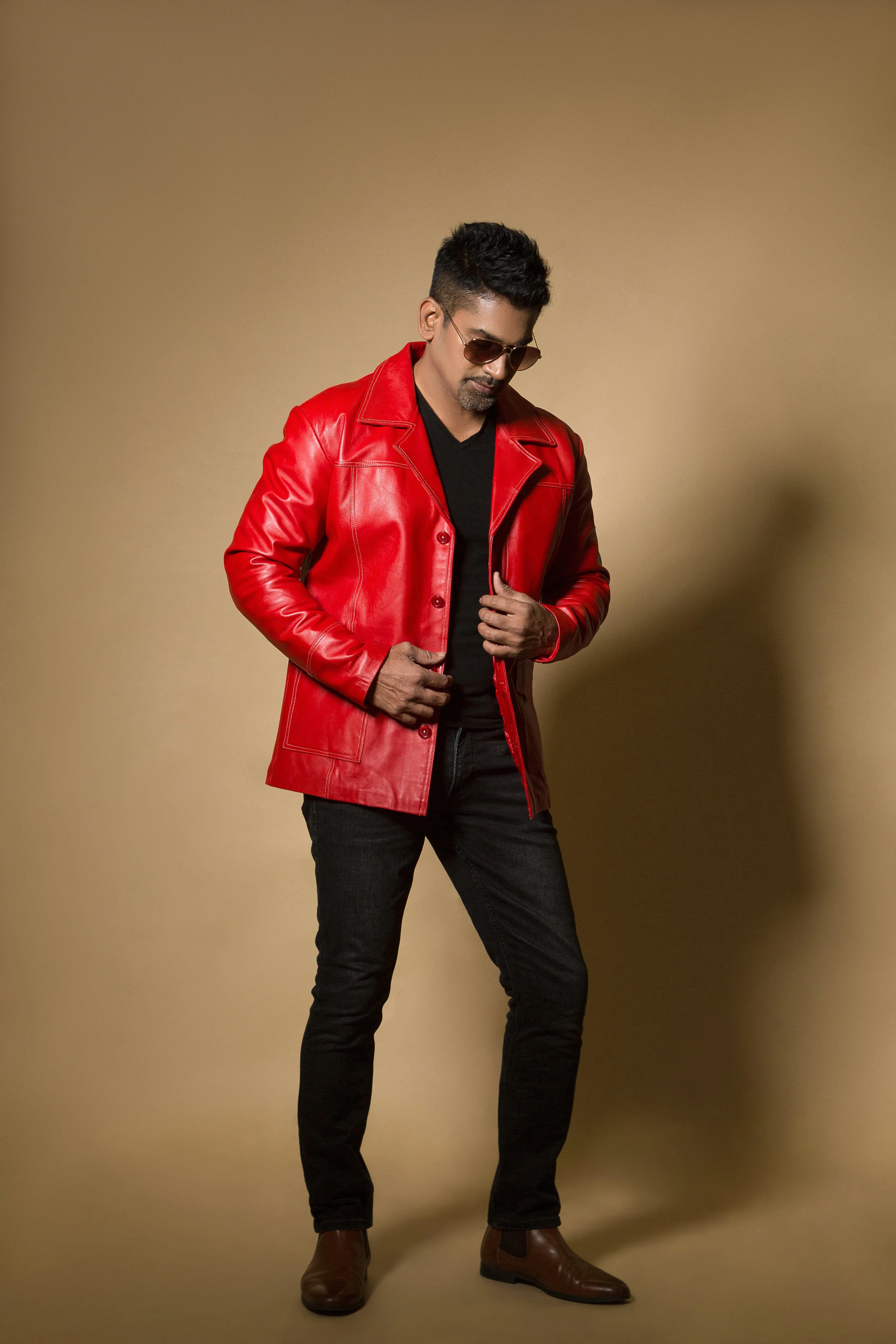 Fight Club Retro Red Leather Car Coat