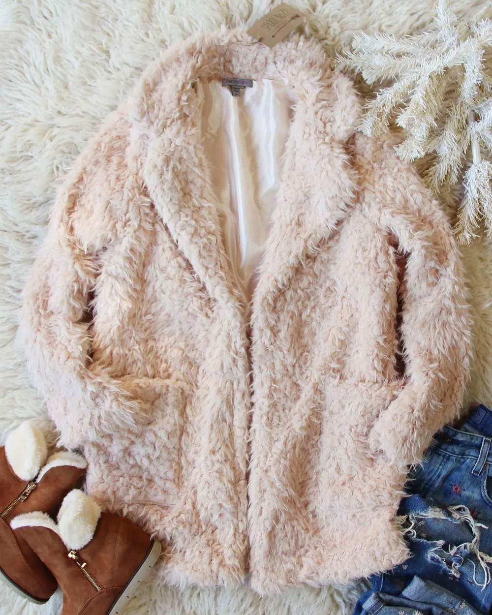 Fireside Shearling Coat in Dusty Pink