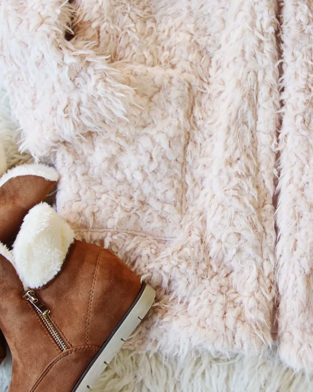 Fireside Shearling Coat in Dusty Pink