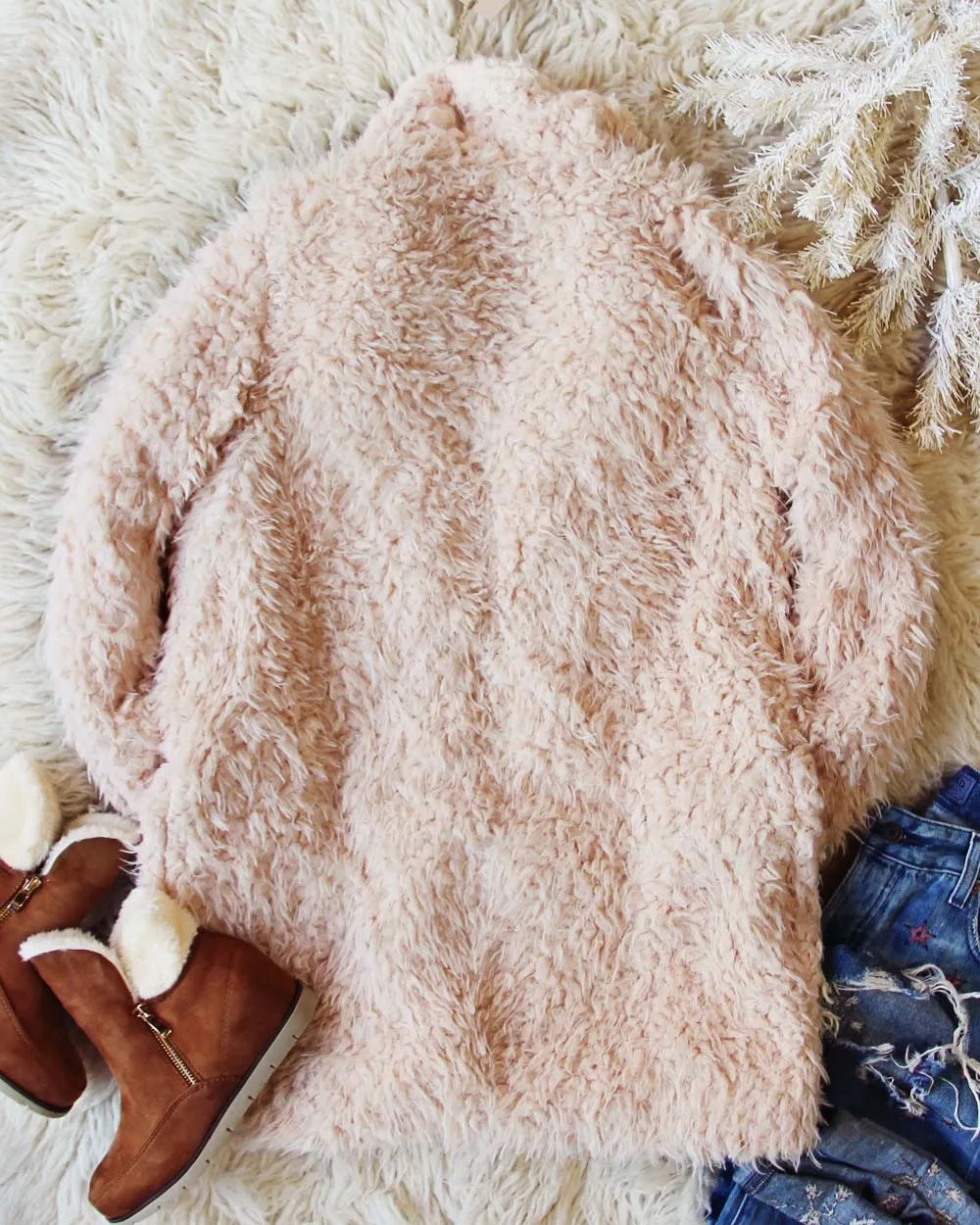 Fireside Shearling Coat in Dusty Pink