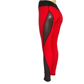 Fitness Leggings For Women High Waist Red Black Patchwork Ankle Length Jeggings Push Up Workout Leggings Female