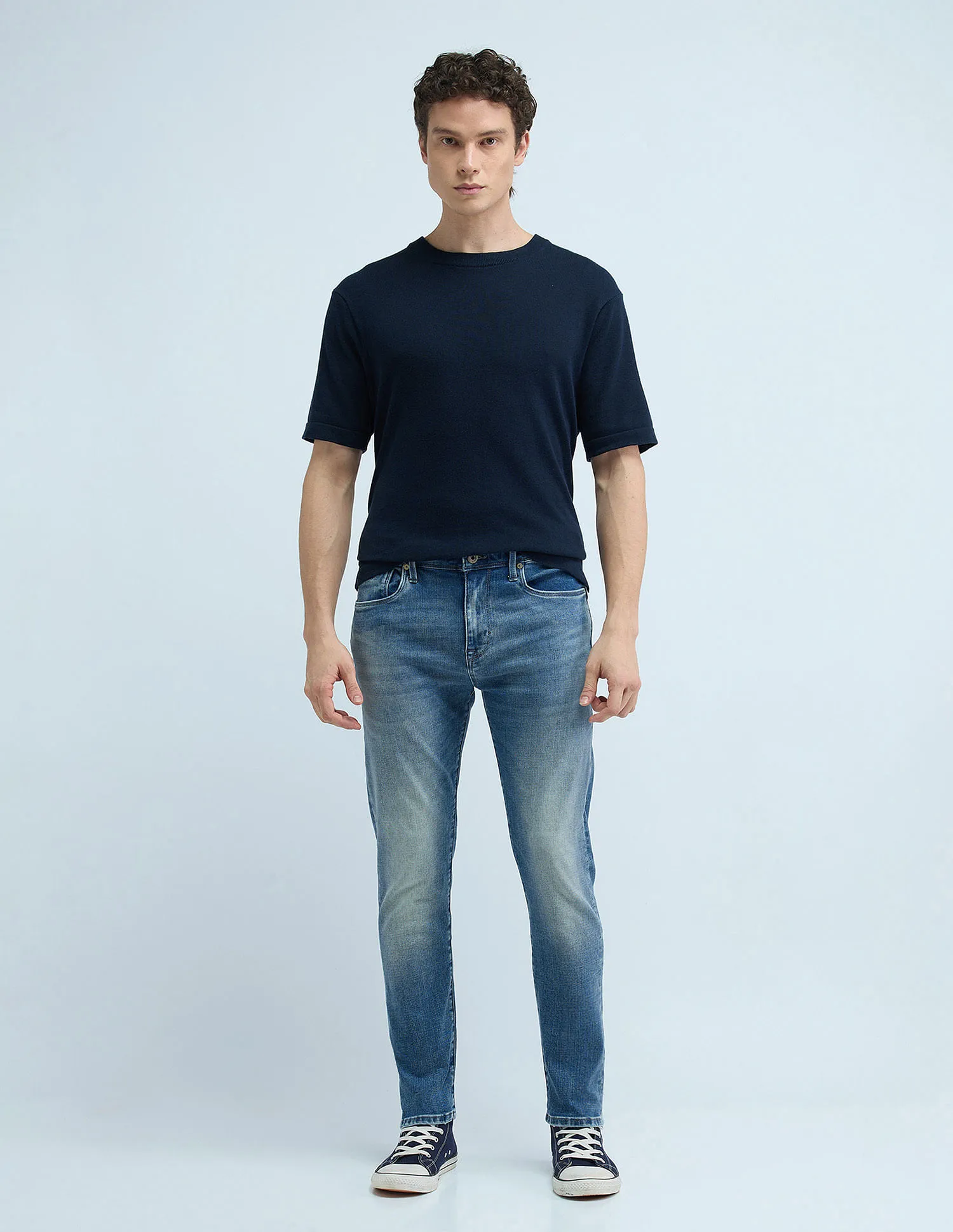 Flying Machine Slash Slim Tapered Washed Jeans