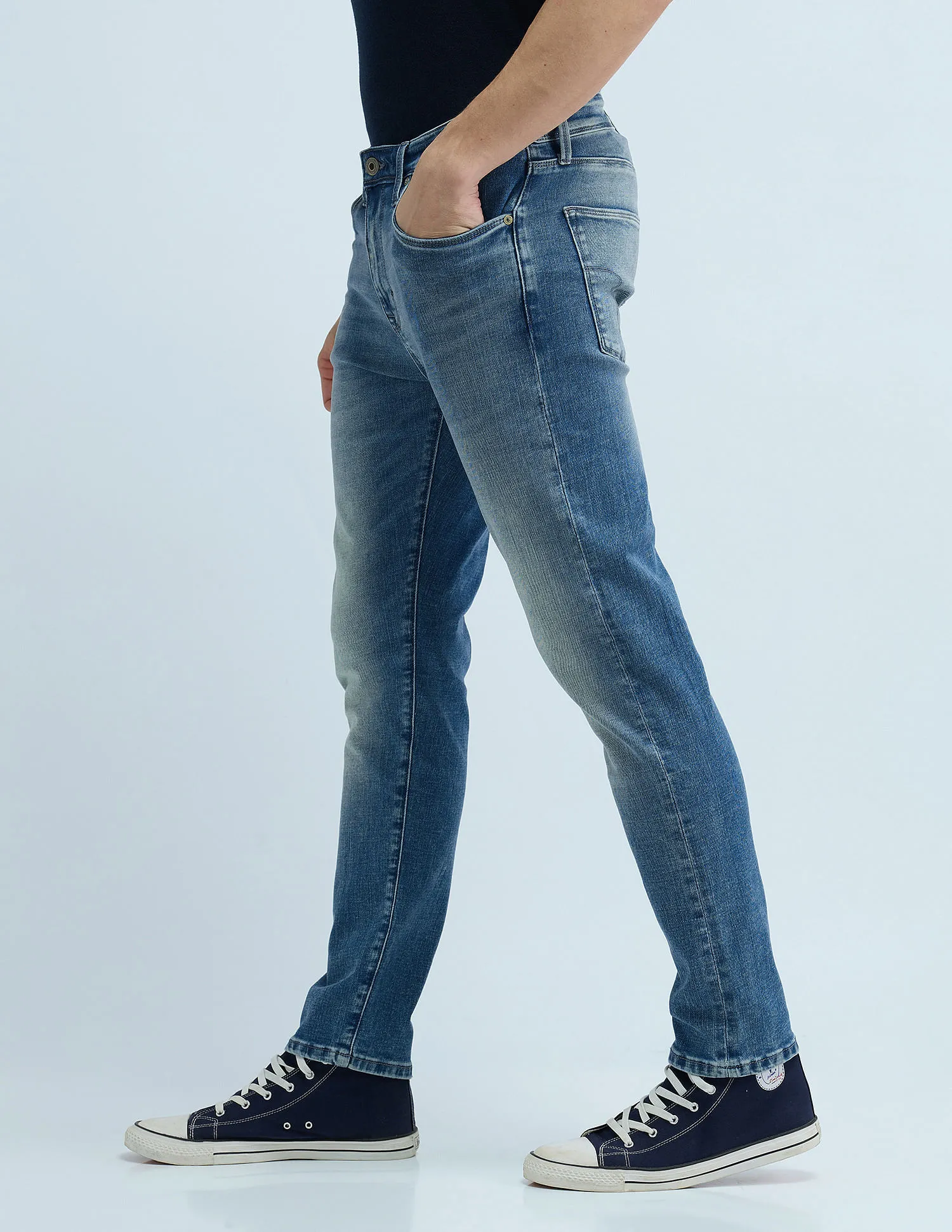 Flying Machine Slash Slim Tapered Washed Jeans