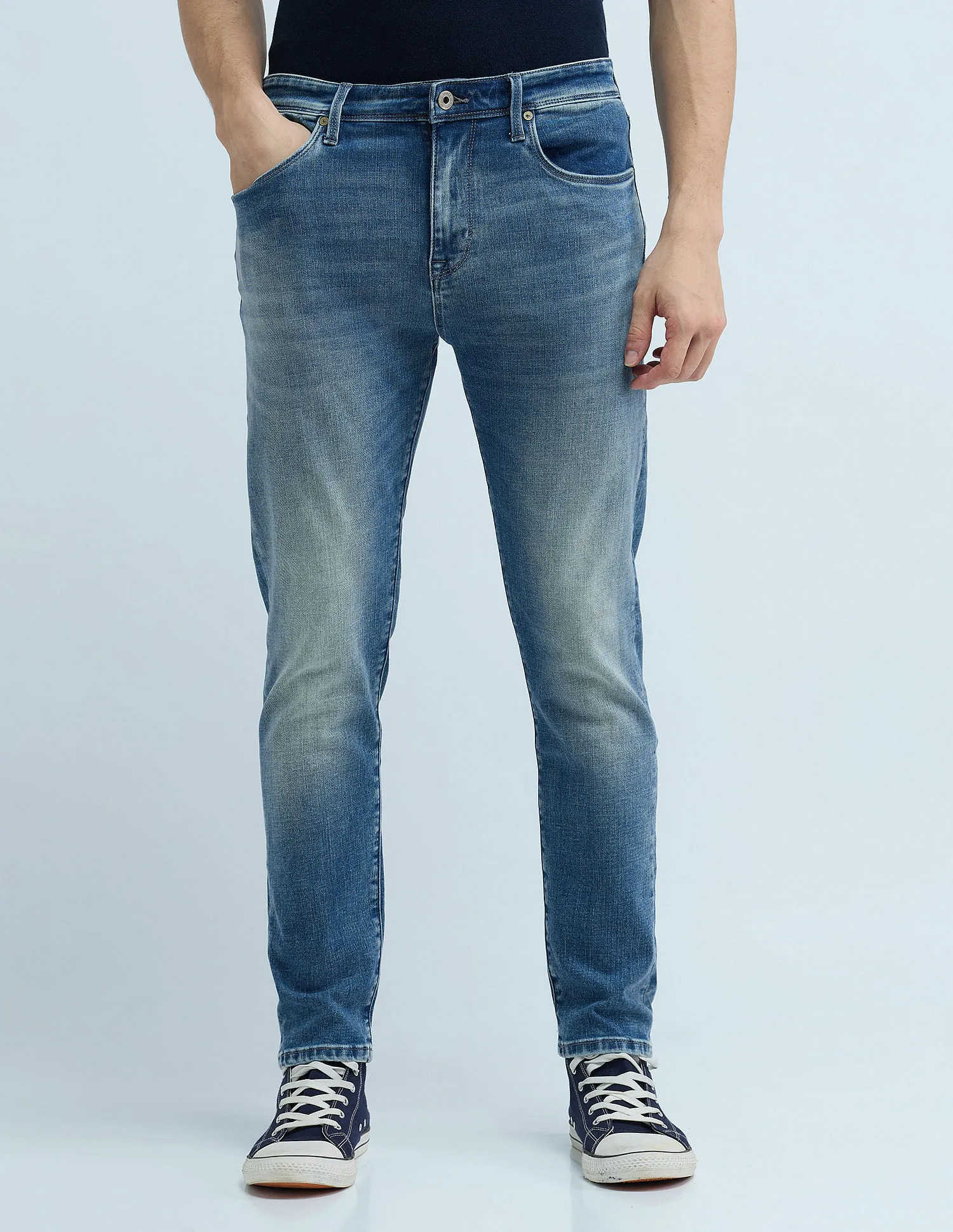 Flying Machine Slash Slim Tapered Washed Jeans