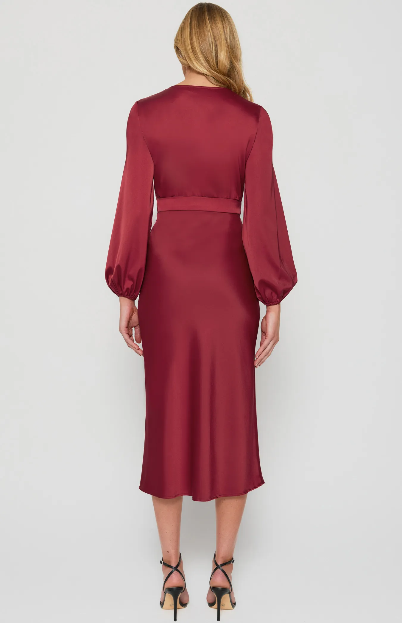 Front Tie Detail Satin Midi Dress (SDR1433A)