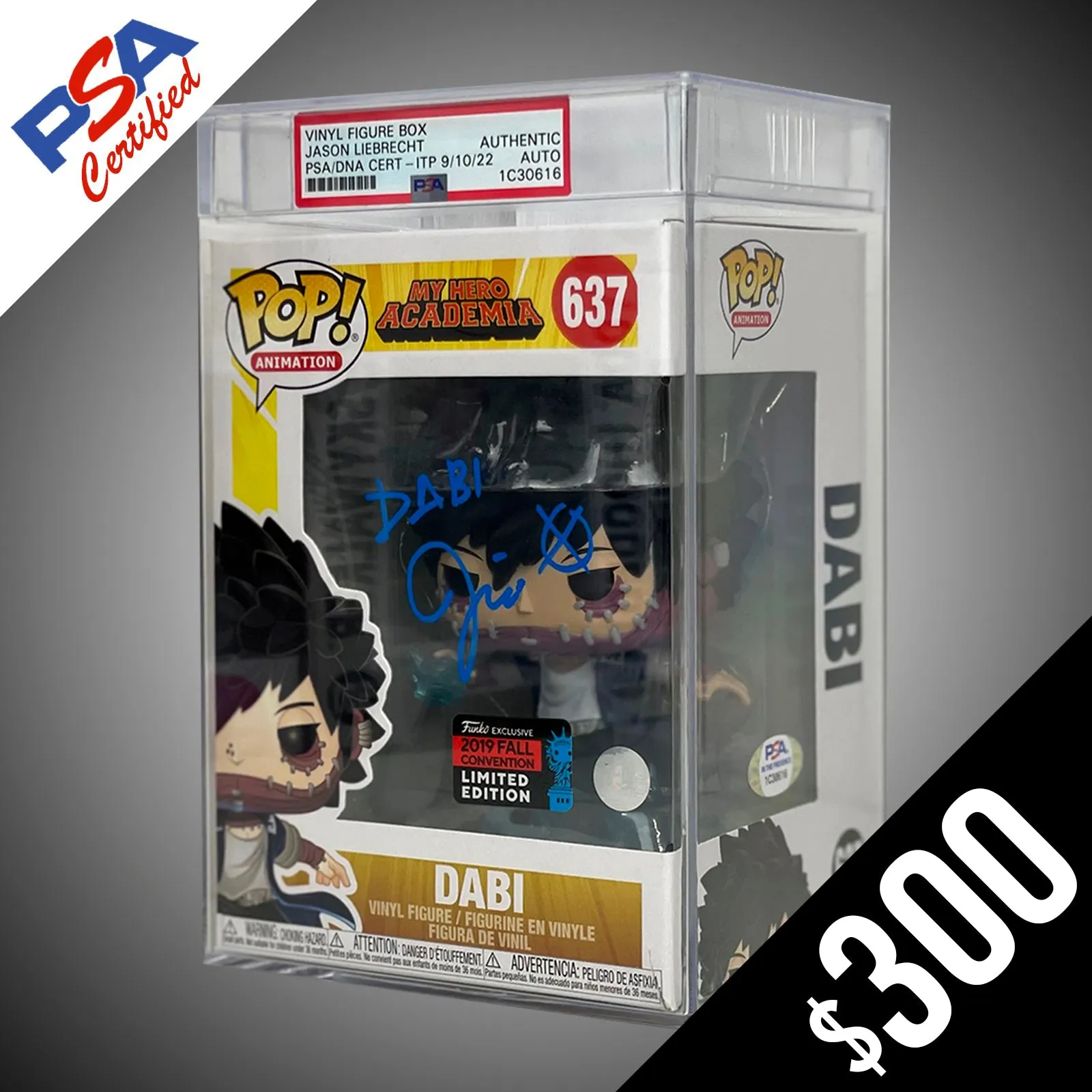 Funko Pop! My Hero Academia: Dabi SIGNED by Jason Liebrecht (PSA Certified - Encased - Auto)