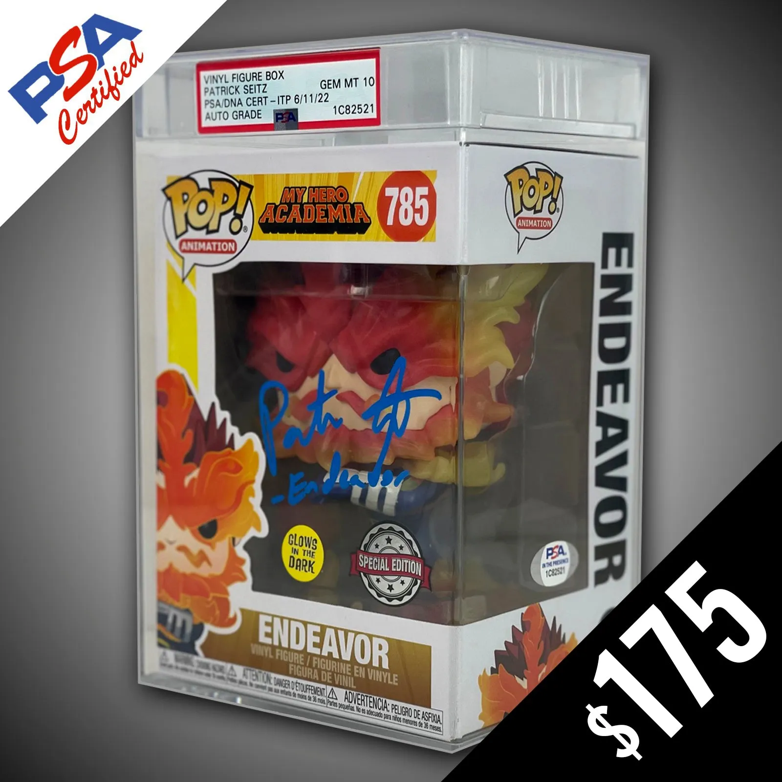 Funko Pop! My Hero Academia: Endeavor SIGNED by Patrick Seitz (PSA Certified - Gem Mint 10 Auto)