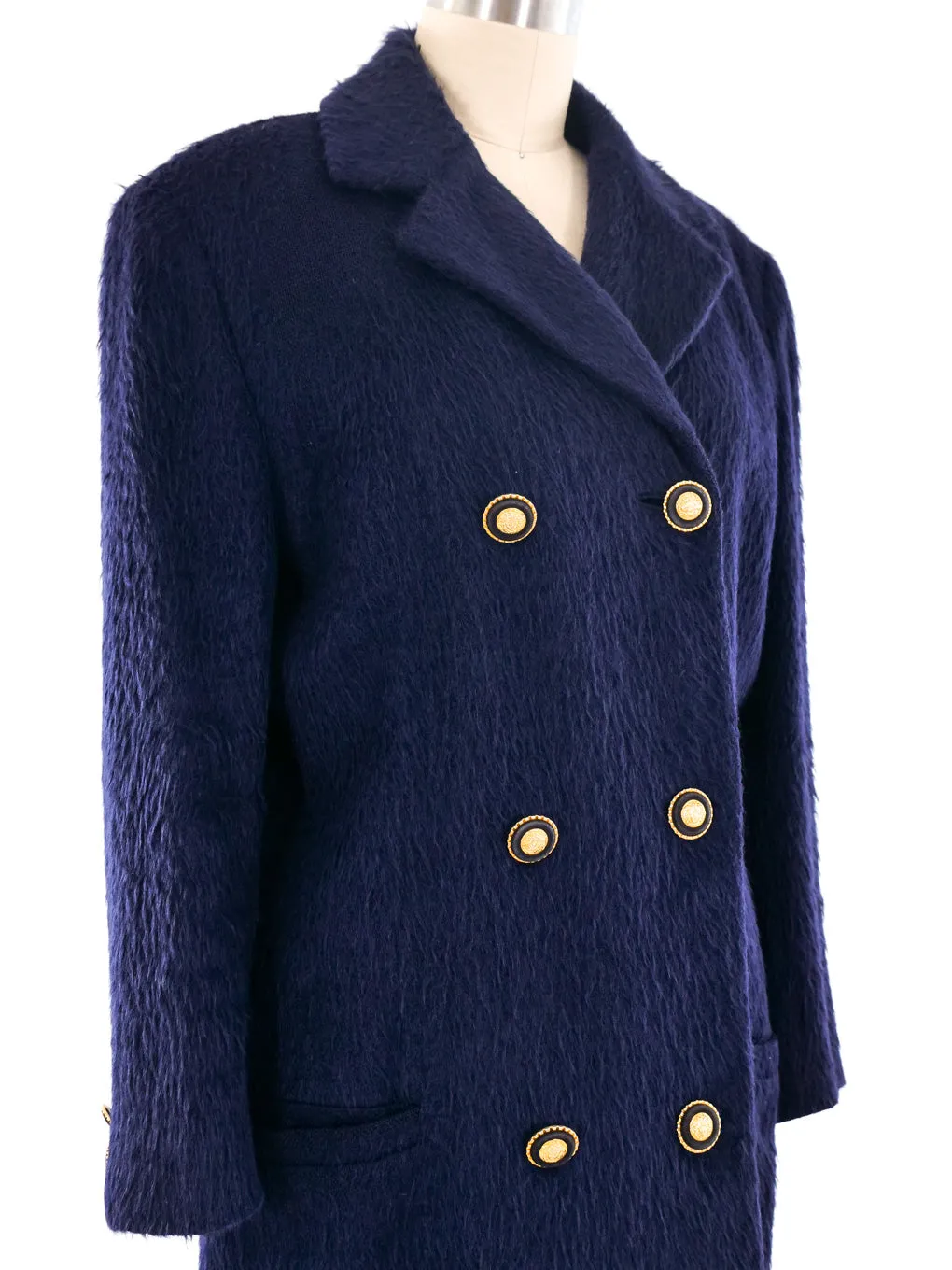 Gianni Versace Navy Alpaca Coat