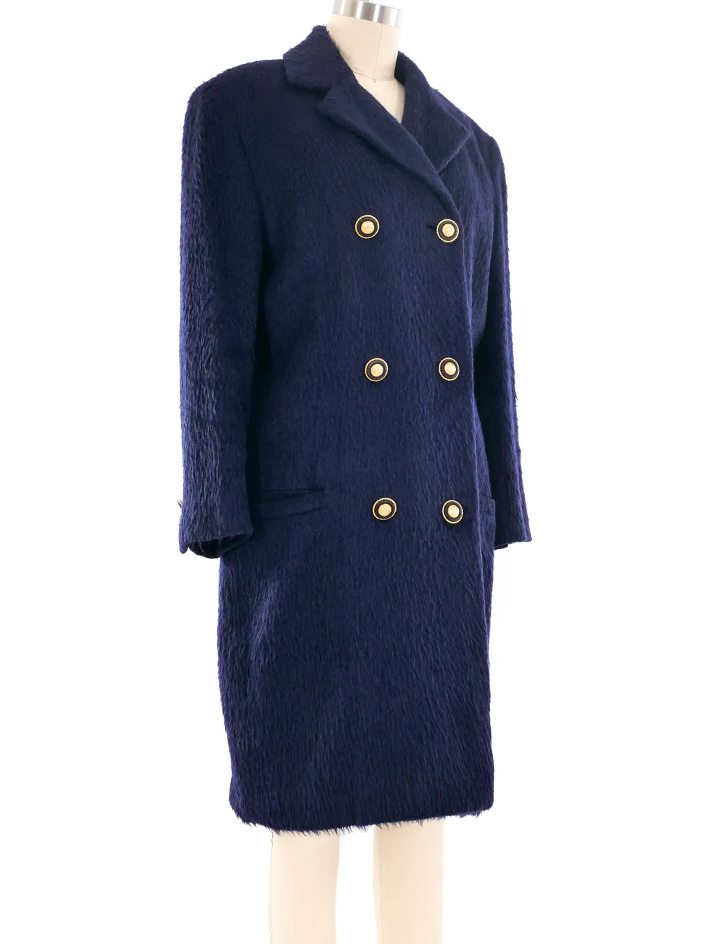 Gianni Versace Navy Alpaca Coat