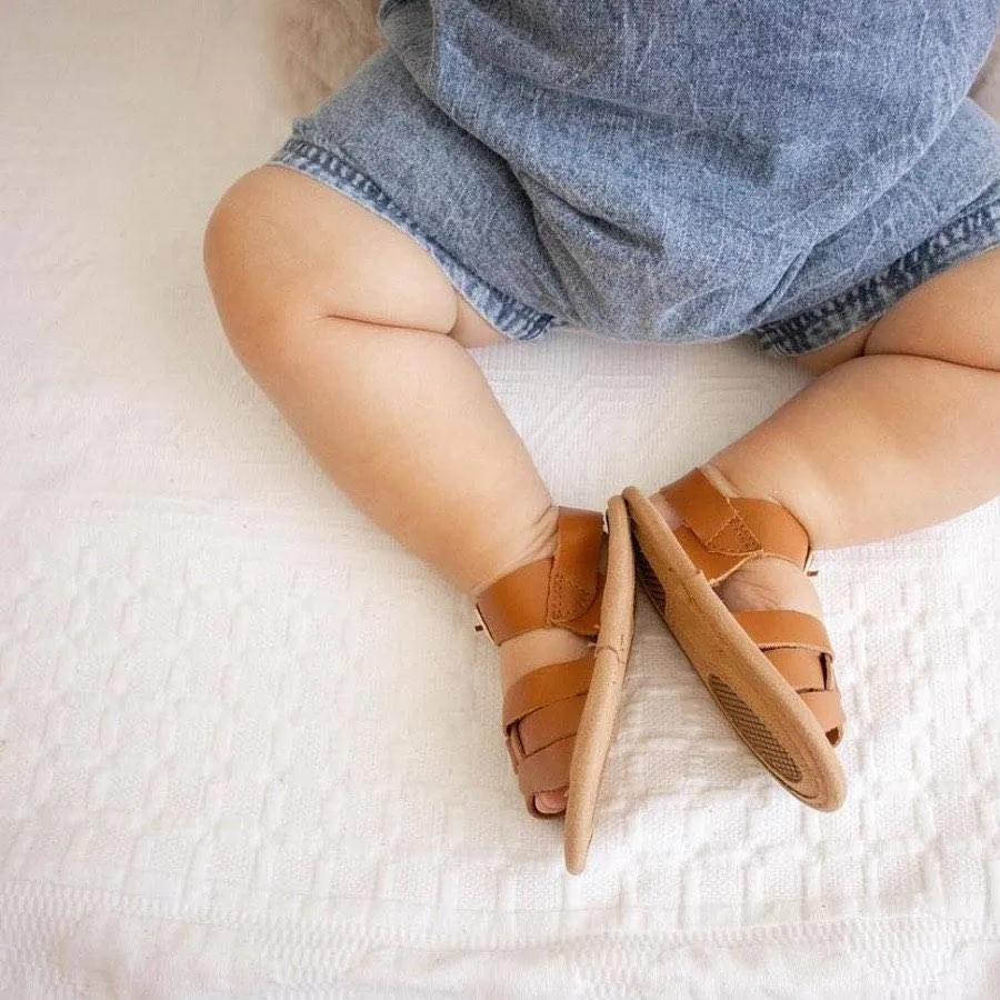 Gingerbread Weave Leather Baby Sandal