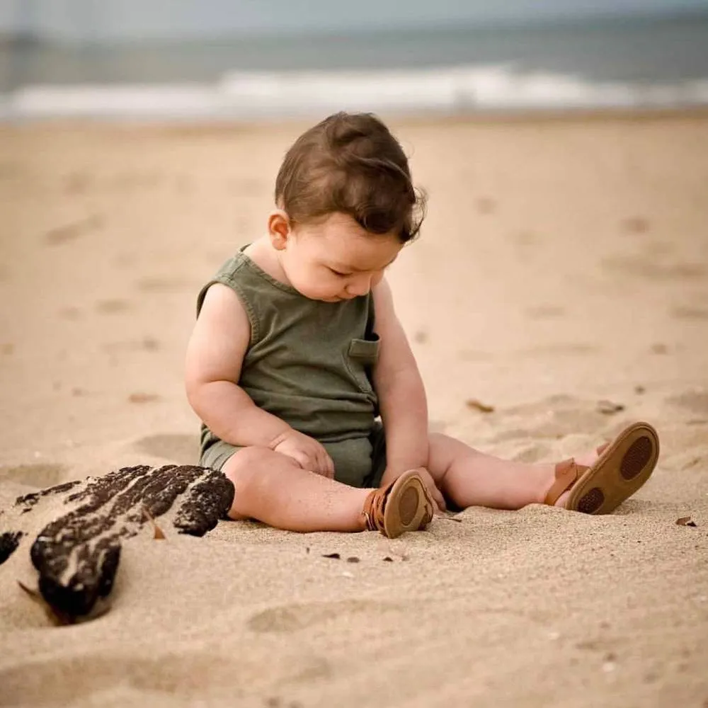 Gingerbread Weave Leather Baby Sandal