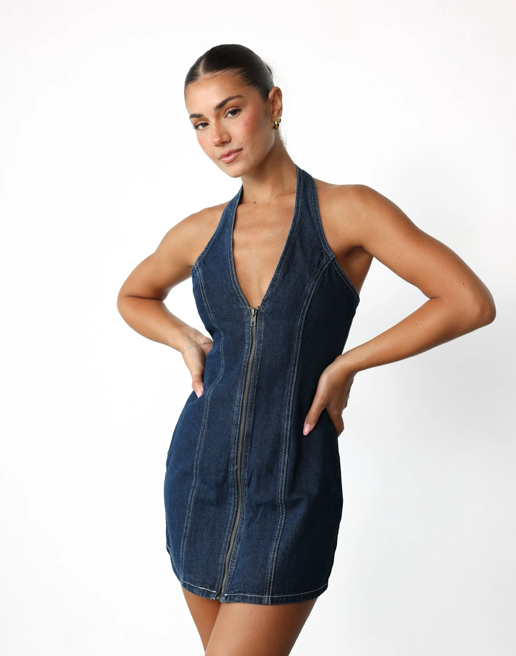 Girl Next Door Mini Dress (Blue Denim) - By Lioness