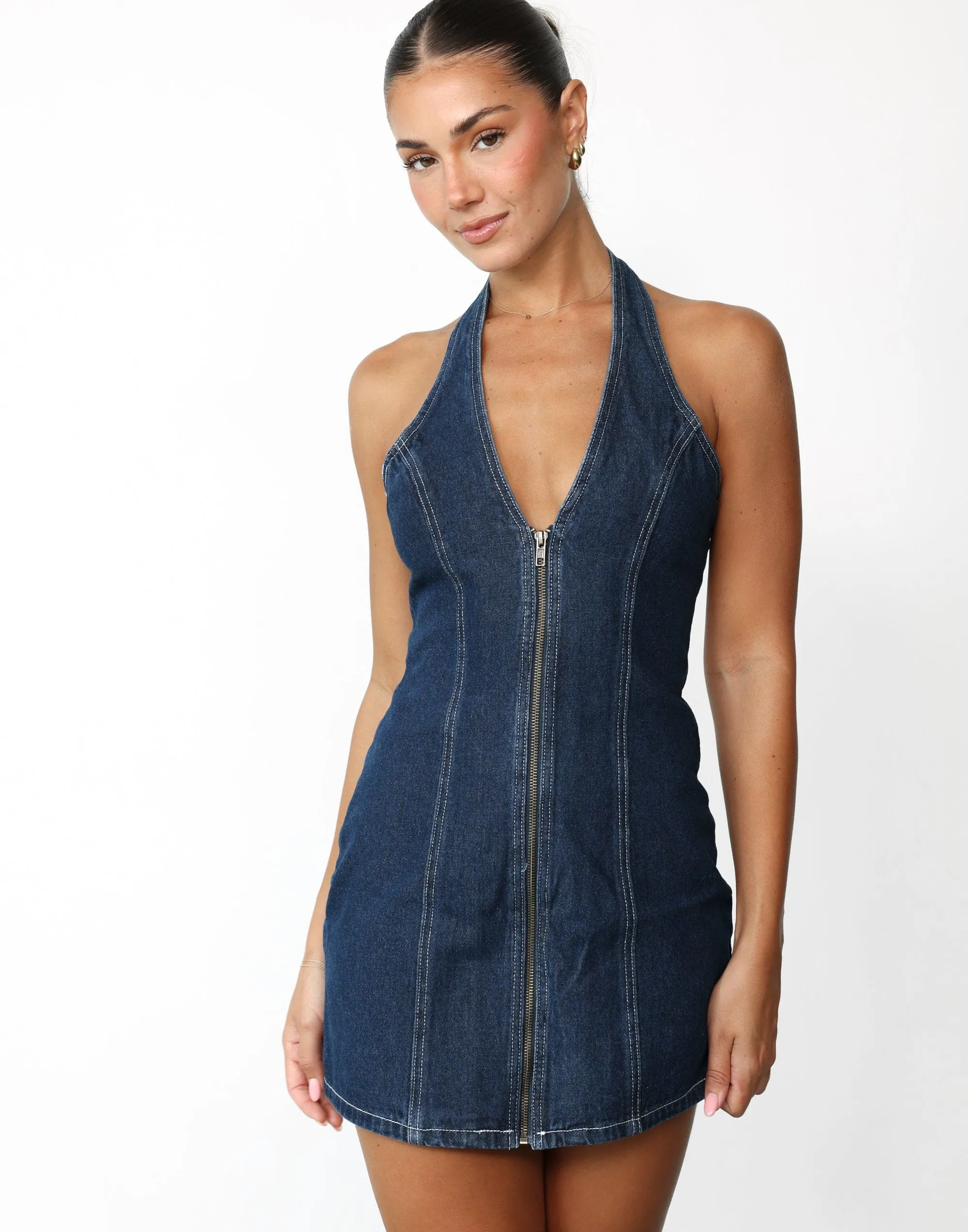 Girl Next Door Mini Dress (Blue Denim) - By Lioness