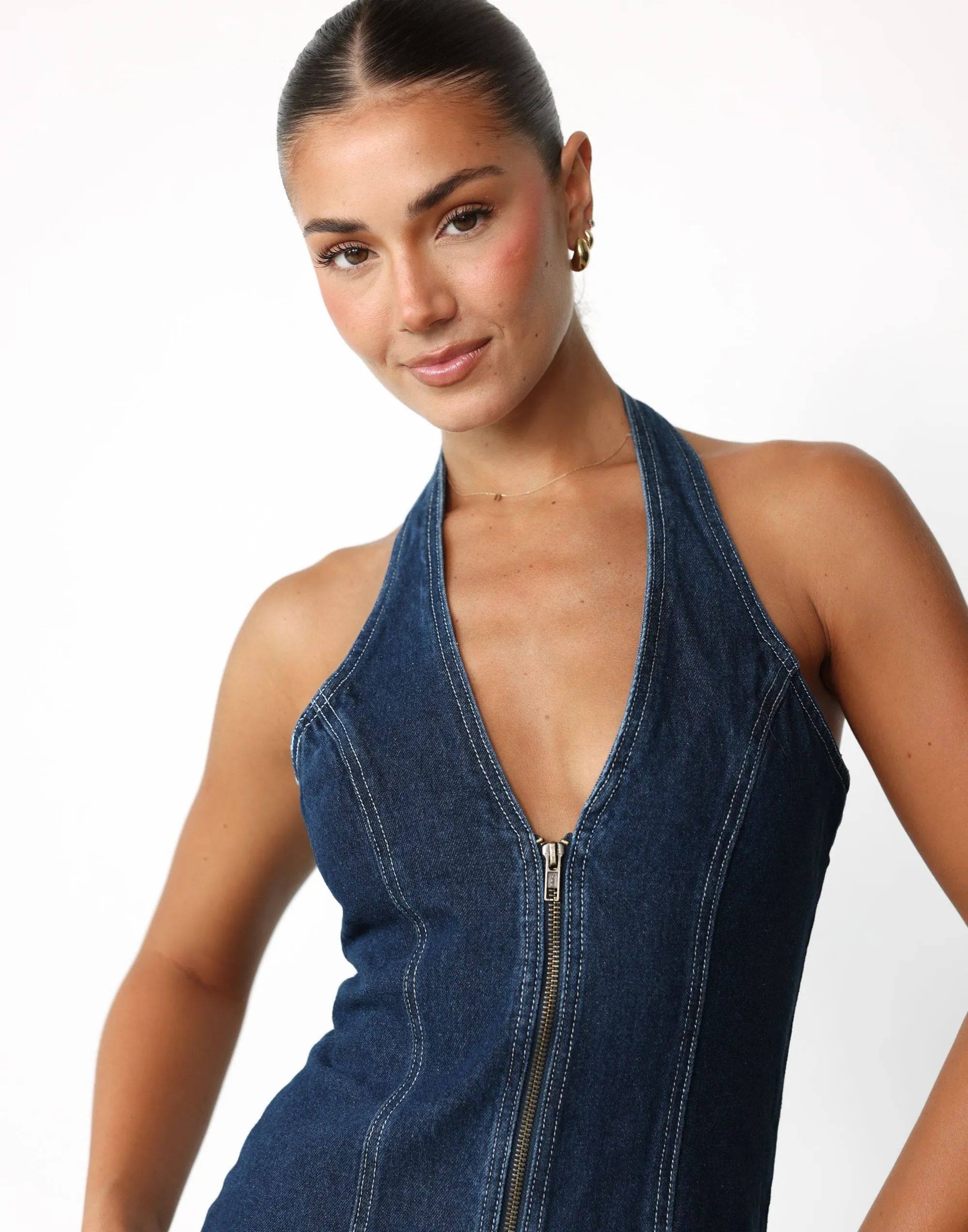 Girl Next Door Mini Dress (Blue Denim) - By Lioness