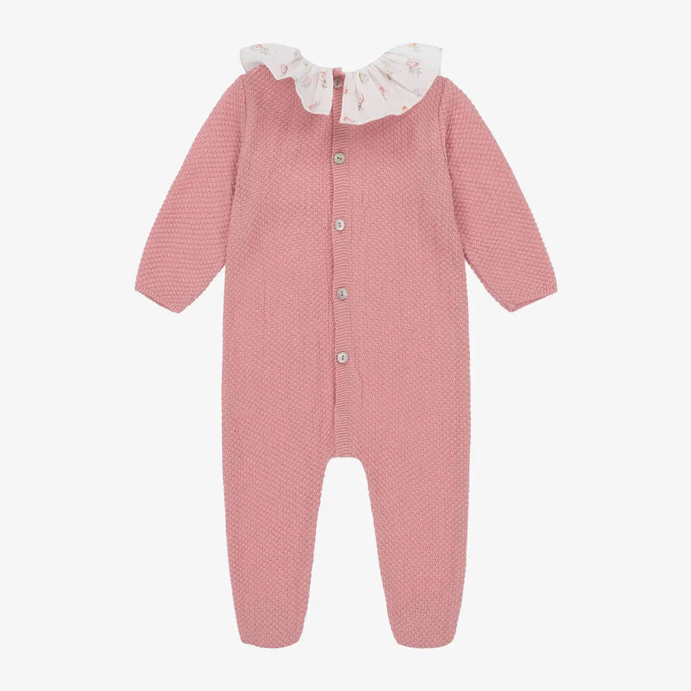 Girls Pink Cotton Knit Babygrow