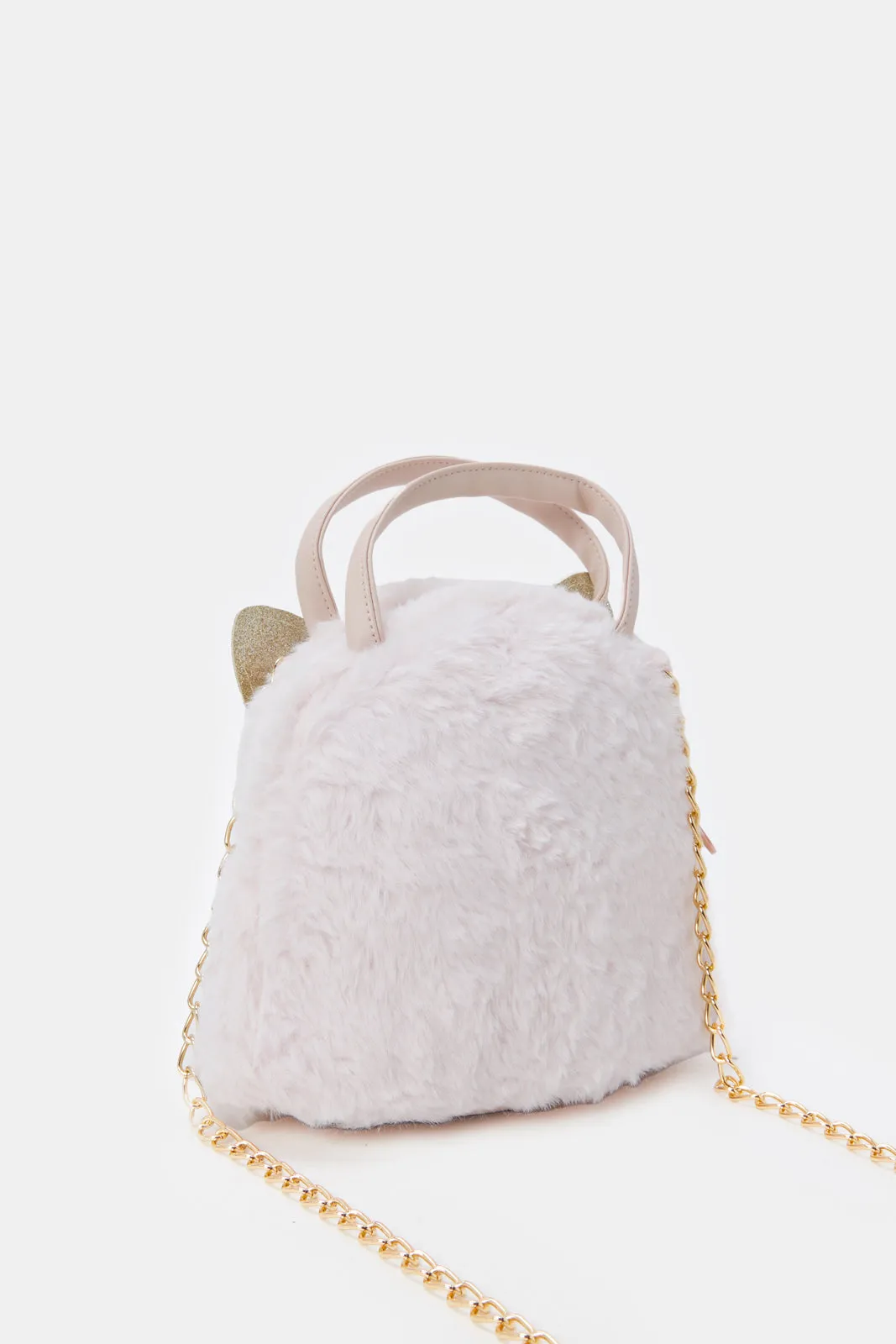 Girls Pink Faux Fur Cross Body Bag