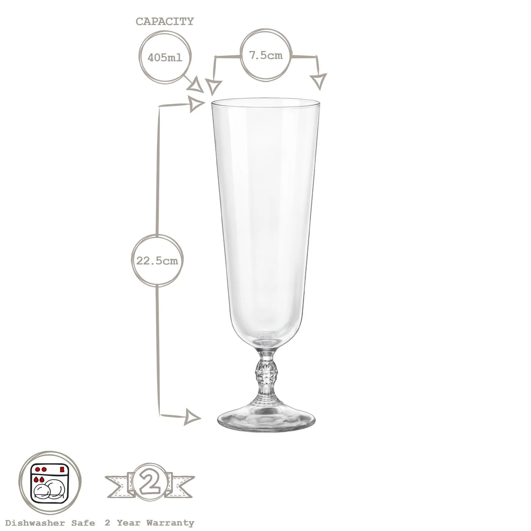 Glassware | Bartender Stemmed Beer Glasses - 405ml - Pack of 6 | Bormioli Rocco