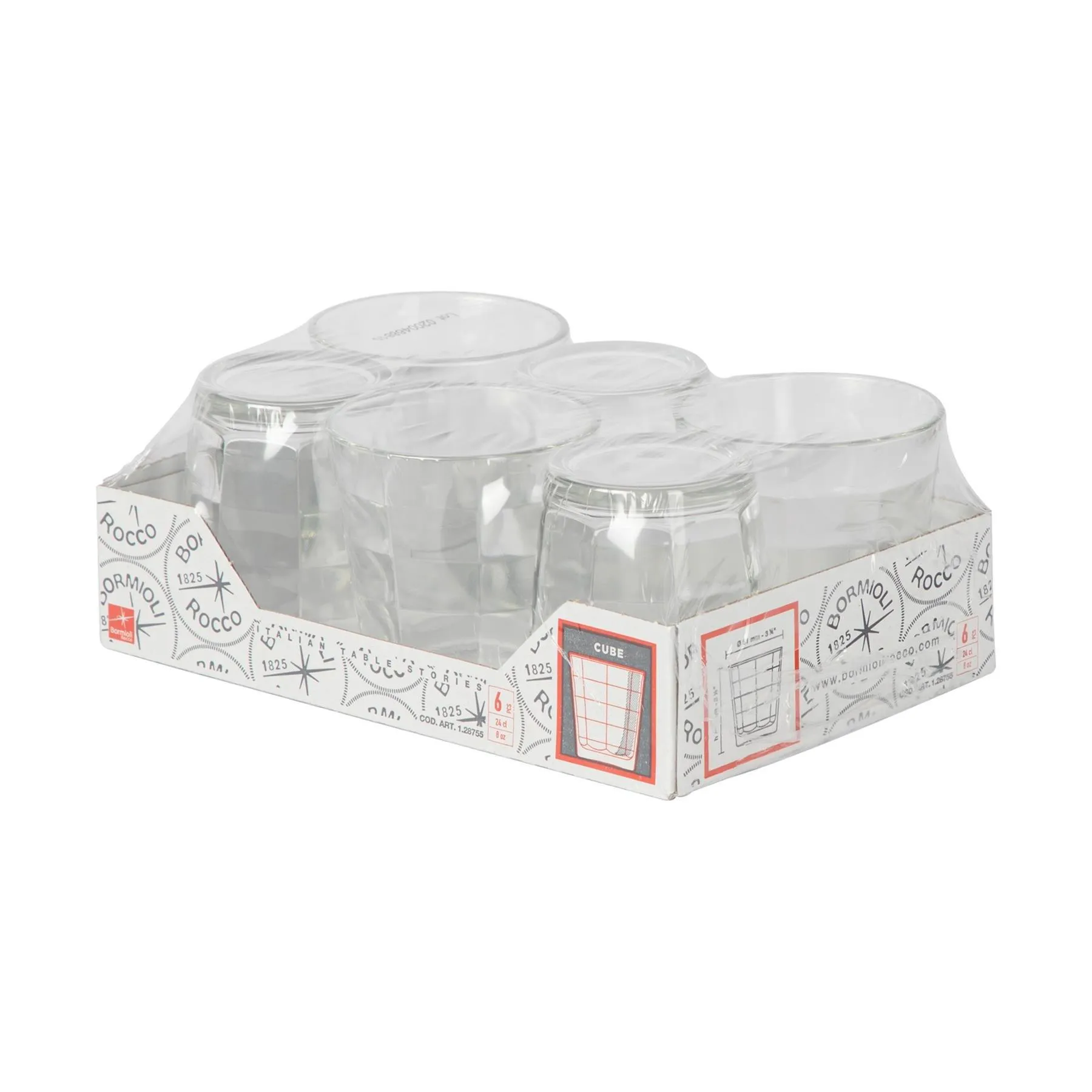 Glassware | Cube Whisky Glasses - 240ml - Pack of 12 | Bormioli Rocco