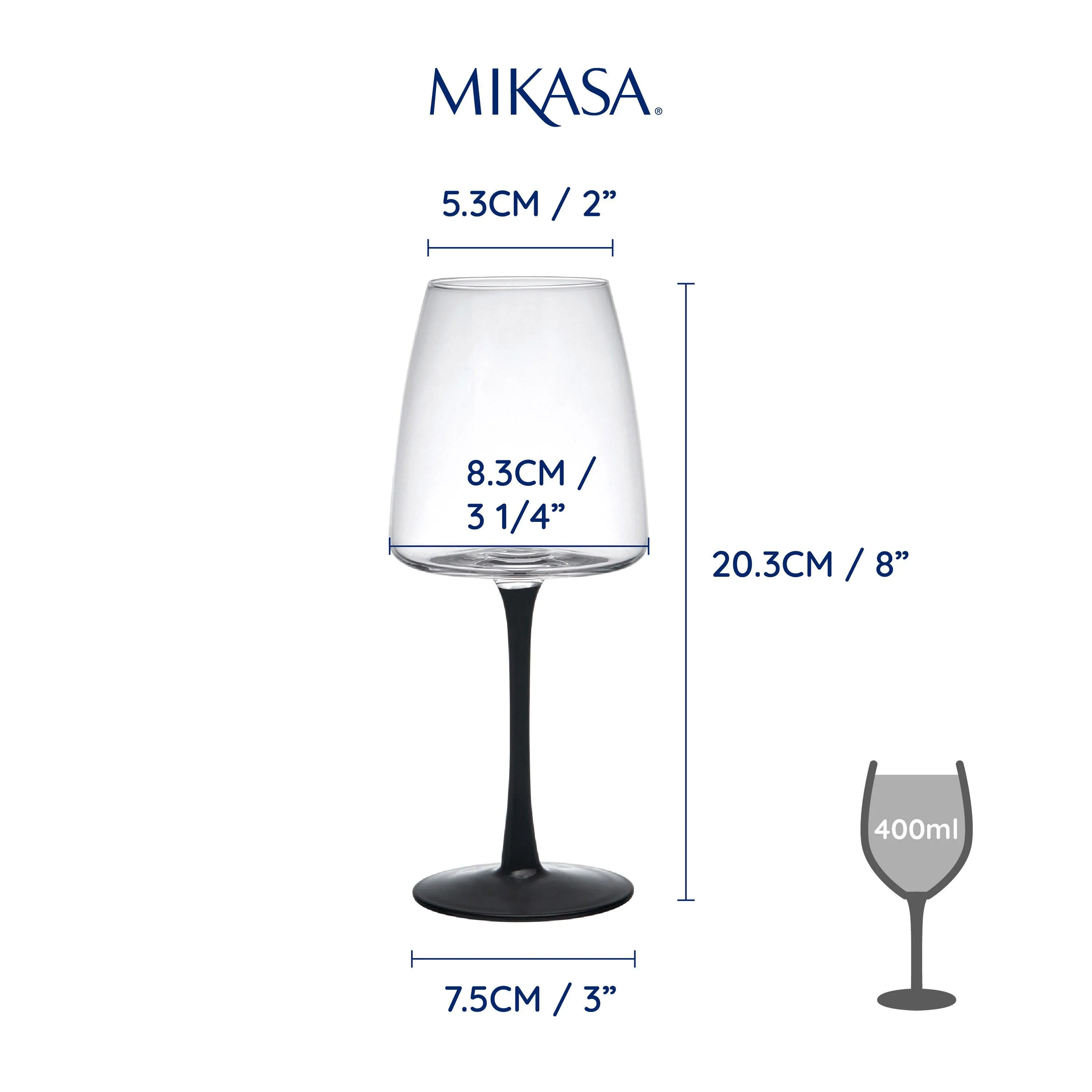 Glassware | Palermo Crystal White Wine Glasses, Set of 4, 400ml | Mikasa