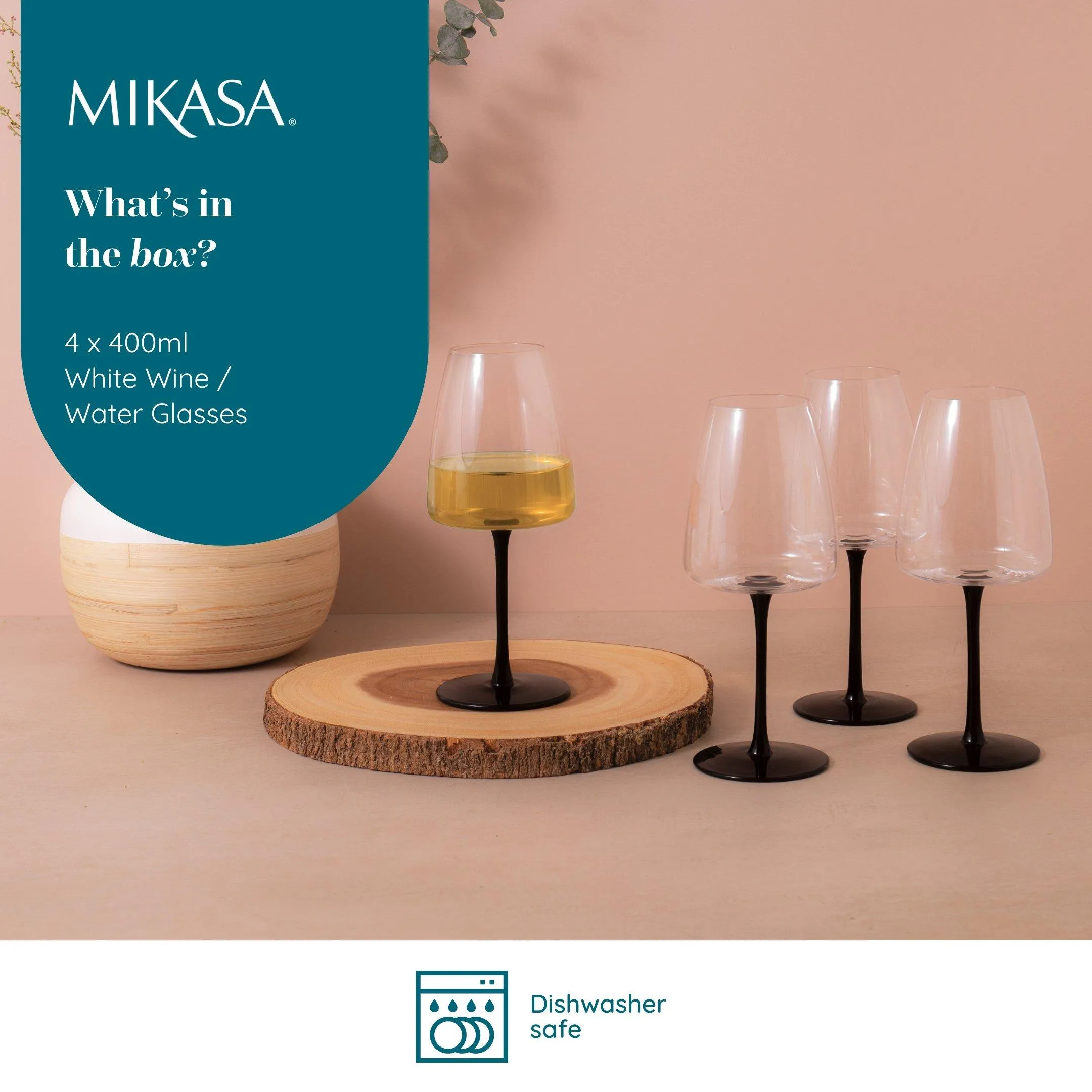 Glassware | Palermo Crystal White Wine Glasses, Set of 4, 400ml | Mikasa