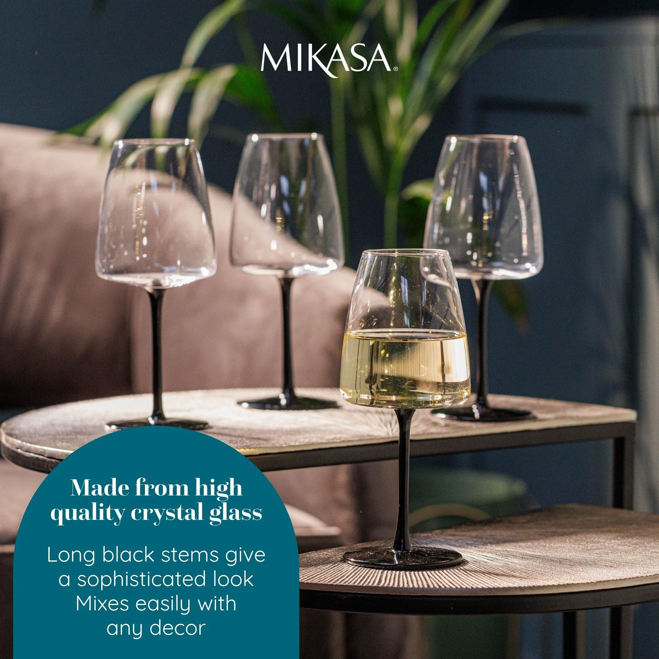 Glassware | Palermo Crystal White Wine Glasses, Set of 4, 400ml | Mikasa