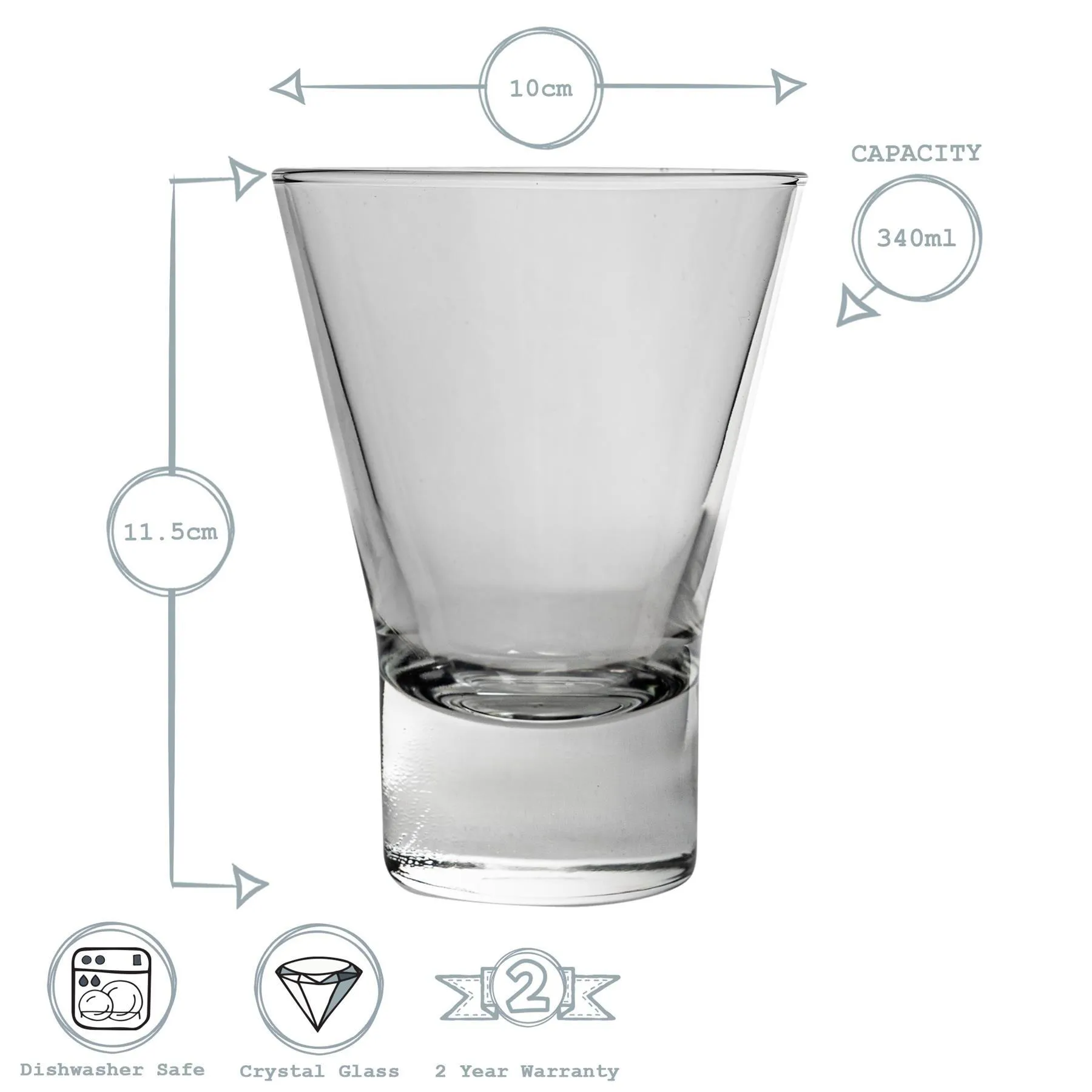 Glassware | Ypsilon Double Whisky Glasses - 340ml - Pack of 12 | Bormioli Rocco