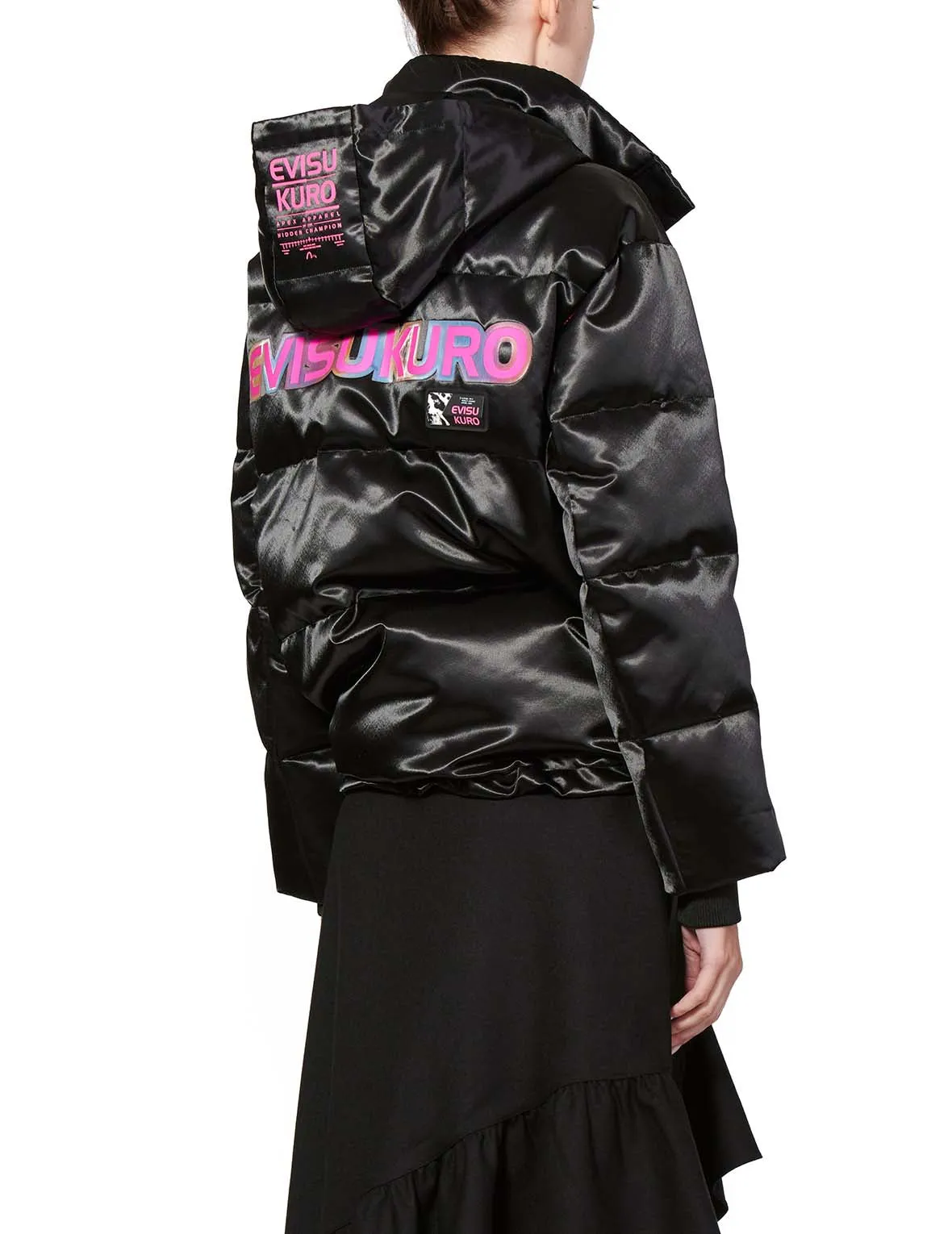 Gradient Logo Print Cropped Down Jacket