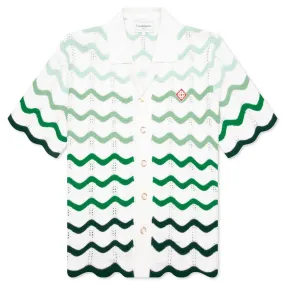 Gradient Wave Texture Shirt - Green/White