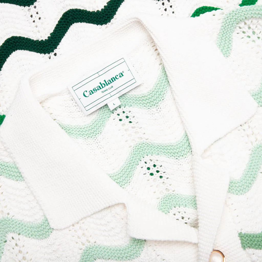 Gradient Wave Texture Shirt - Green/White